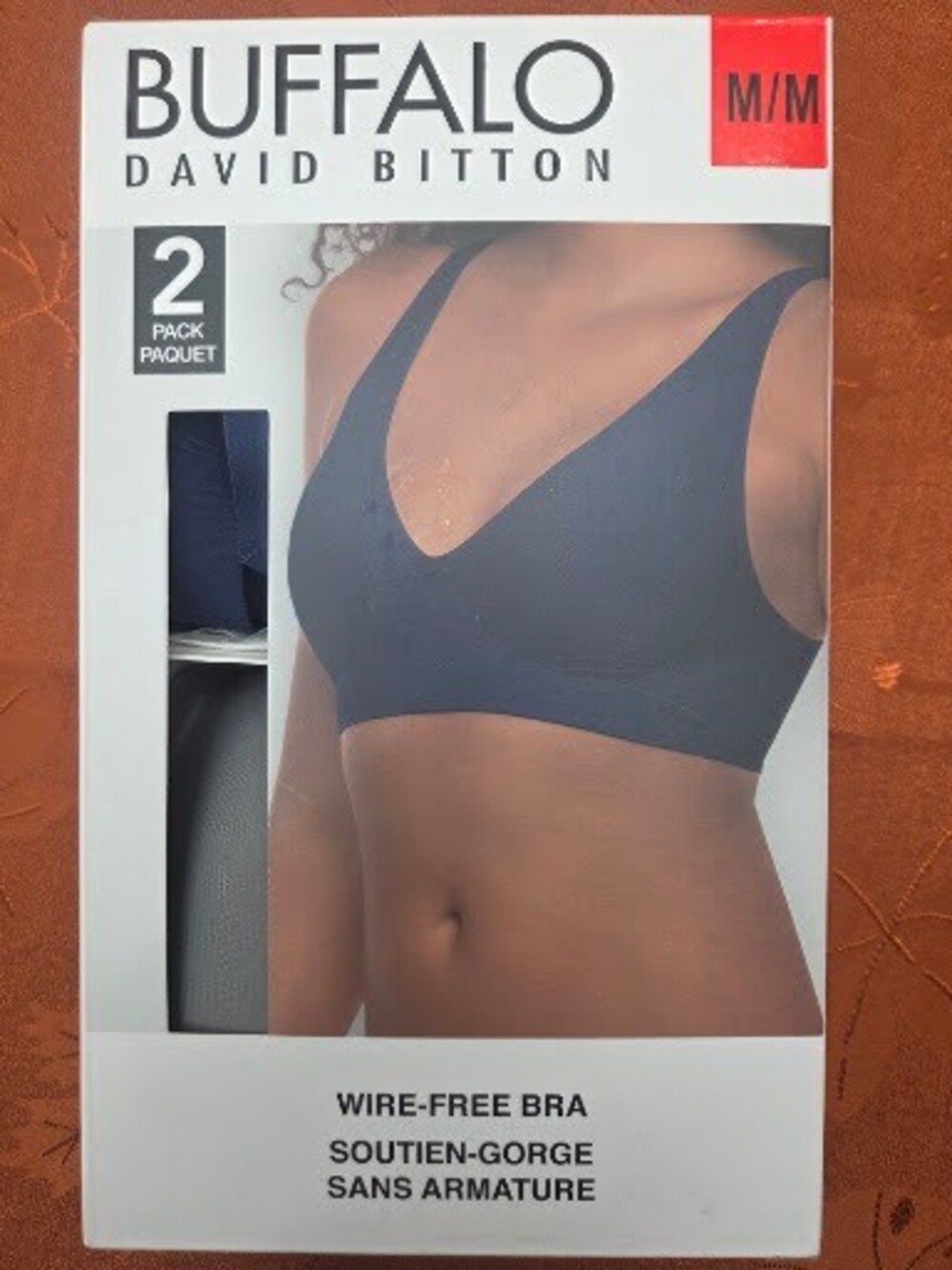 Buffalo David Bitton Women's Seam-Free Wireless Bra 2-Pack Navy & Grey M